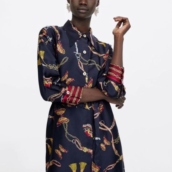 NWOT Zara chain print midi shirt SOLD!! - Picture 2 of 15